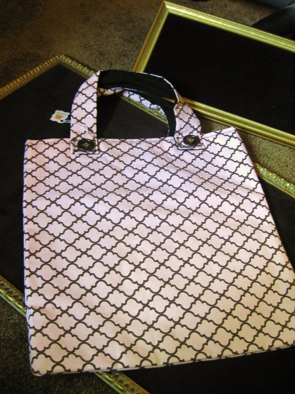 Pink and Brown Large Tote Bag