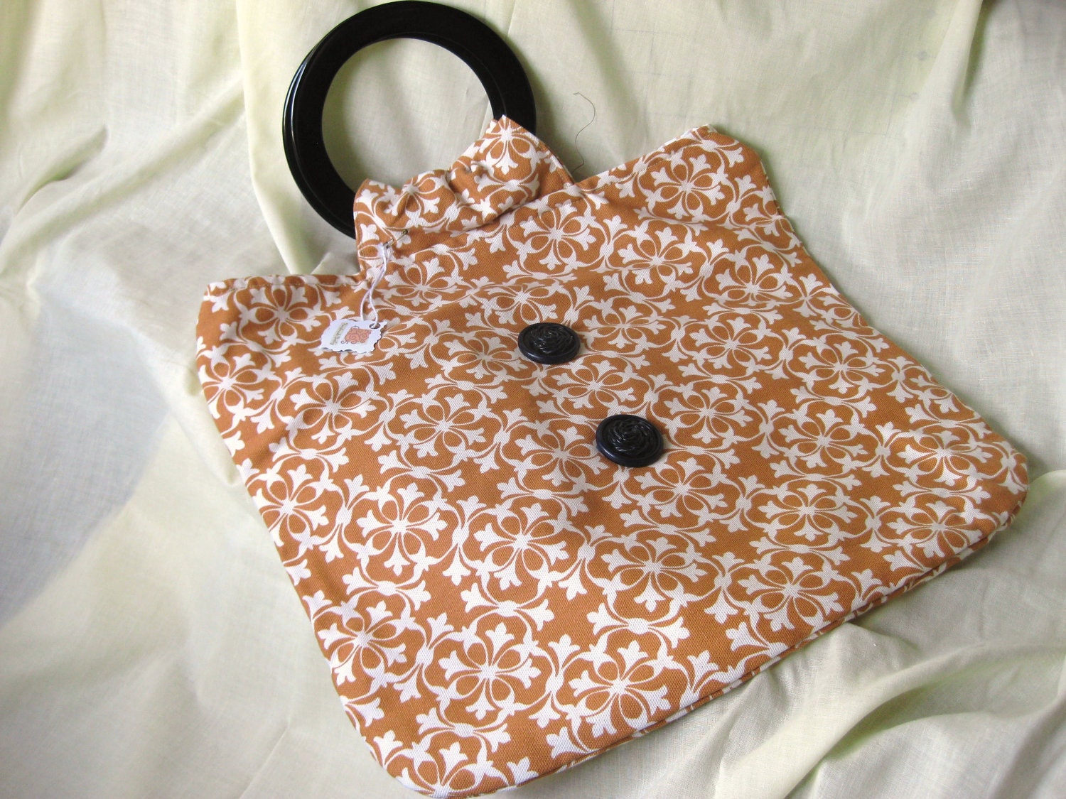 Orange and Cream Retro "Mad Men" Handbag Tote