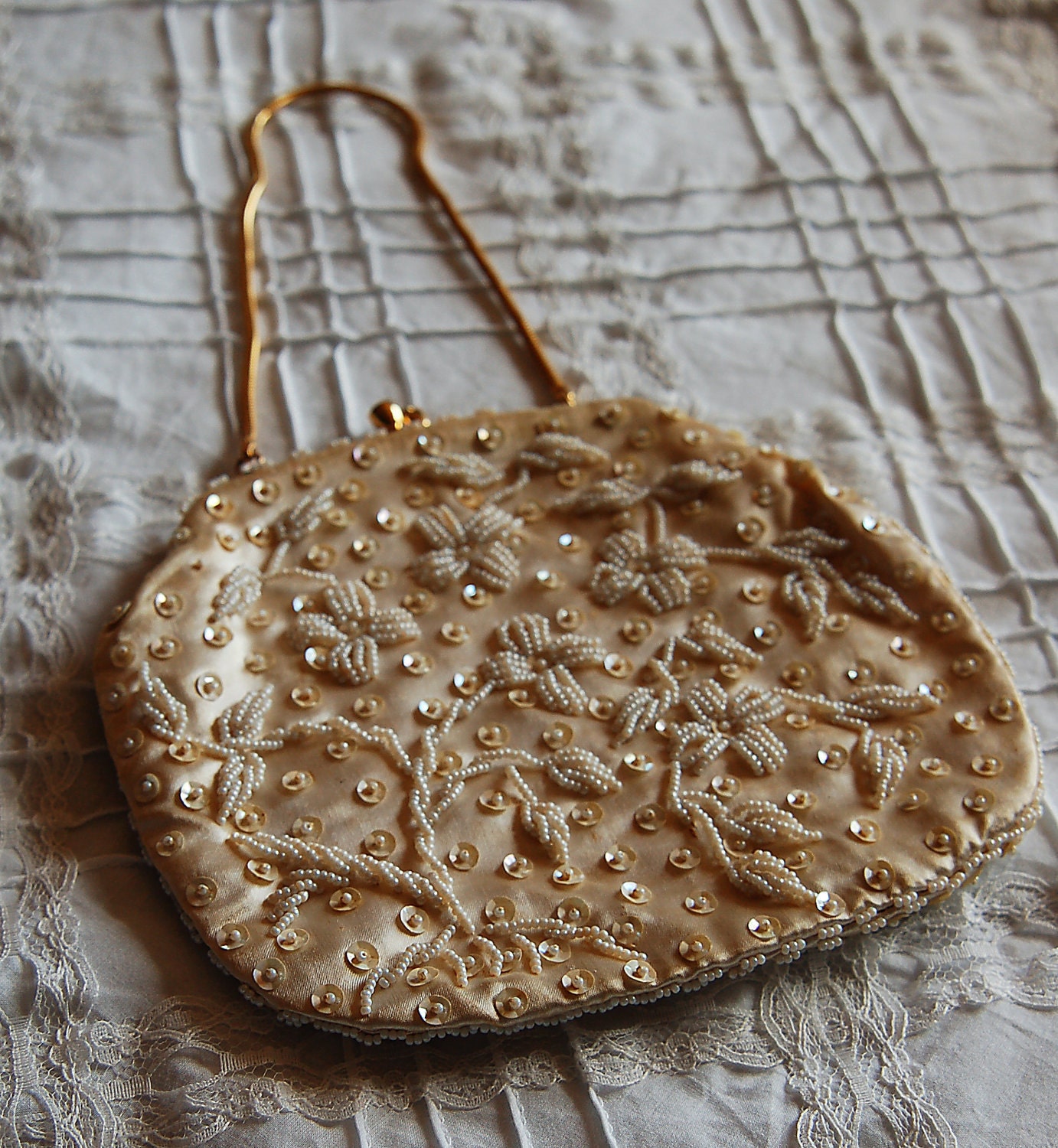 Beaded Satin Purse, c. 1950s-1960s