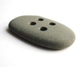 Minimalistic Gray Stone Button - Flat Sea Pebble - Drilled Beach Rock - Sewing Supply