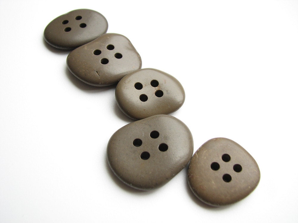 Stone Buttons - Drilled Beach Stones - Earthy