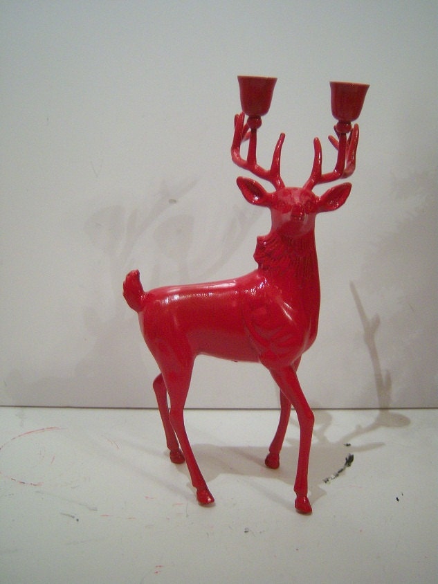 Red Deer Head Stag Contempo Ornate Decor//Brass Metal// Art Sculpture//SALE
