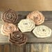 Fabric Flowers - Allure Mocha 553111 - Coiled satin fabric flowers with a crystal center - ivory cream tan brown