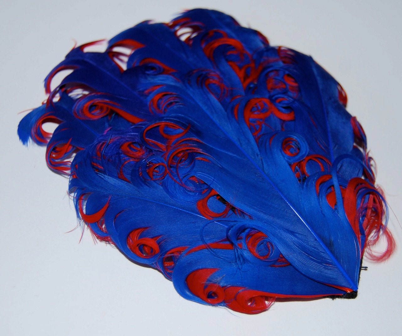 Curly Feather Pad - Two Tone Royal Blue on Red  FP155 - (1 piece)