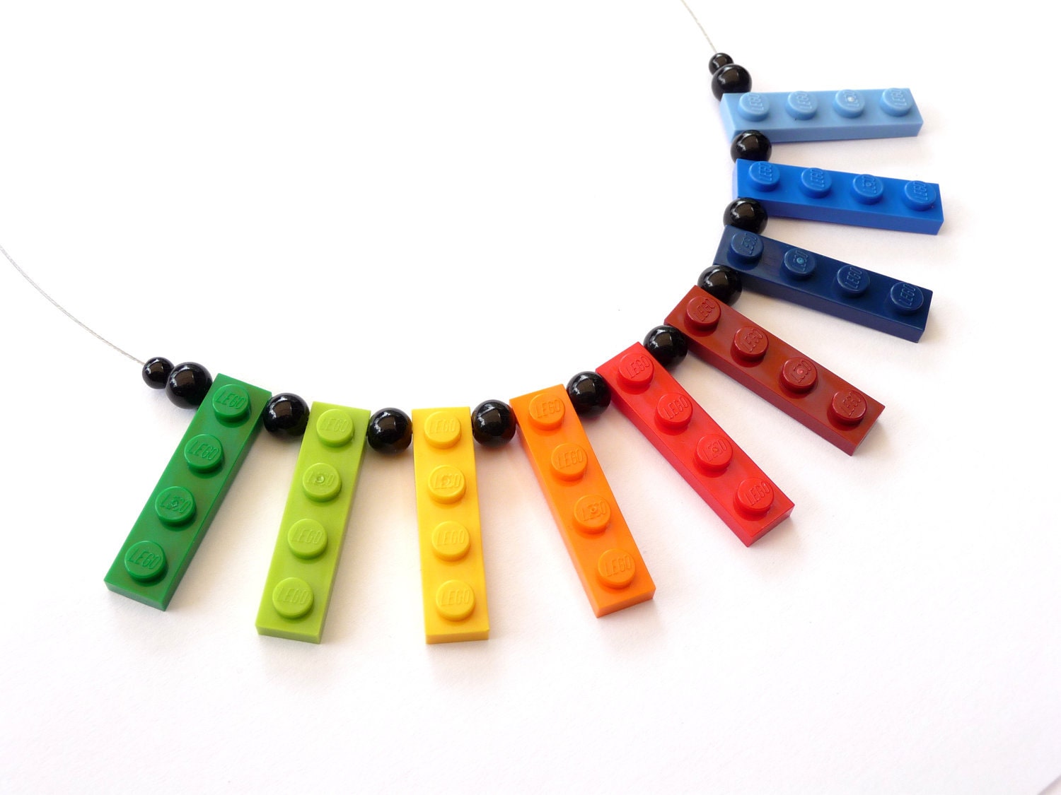 Upcycling Necklace  - play with me - RAINBOW  made with genuine LEGO(r) bricks