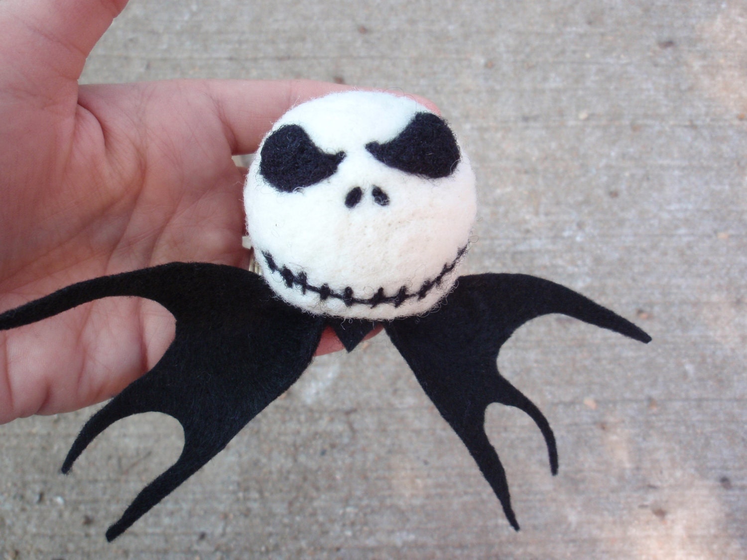 MADE TO ORDER Needle Felted Wool likeness of Jack Skellington -Toy or Ornament