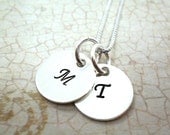 Classic Sterling Silver Initial Necklace Two Disc (Free Shipping)