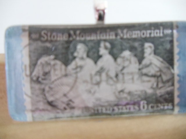 Stone Mountain Memorial 6 cent US stamp pendant charm - ps1103