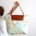 World Map Printed Fabric Tote Bag - Rusty Leather - Daily, Weekly, School Bag, Diaper Bag, Book or Magazine Tote Bag