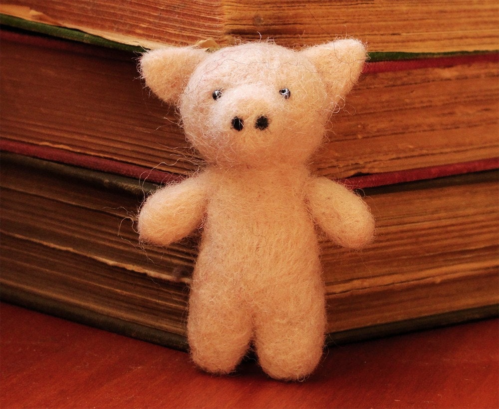 Needle felted pig