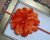Flower Headband - Baby Flower Headband - Girl Flower Headband - Orange Satin Rose Puff