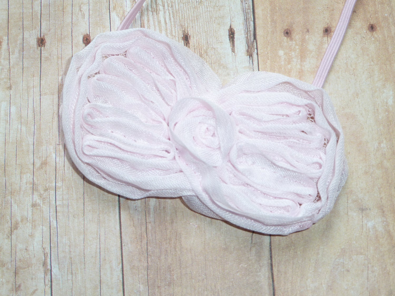 Baby Flower Headband - Girl Flower Headband - Chiffon Headband - Light Pink Chiffon Bow