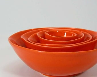 5pc Nesting Bowls in Tangerine