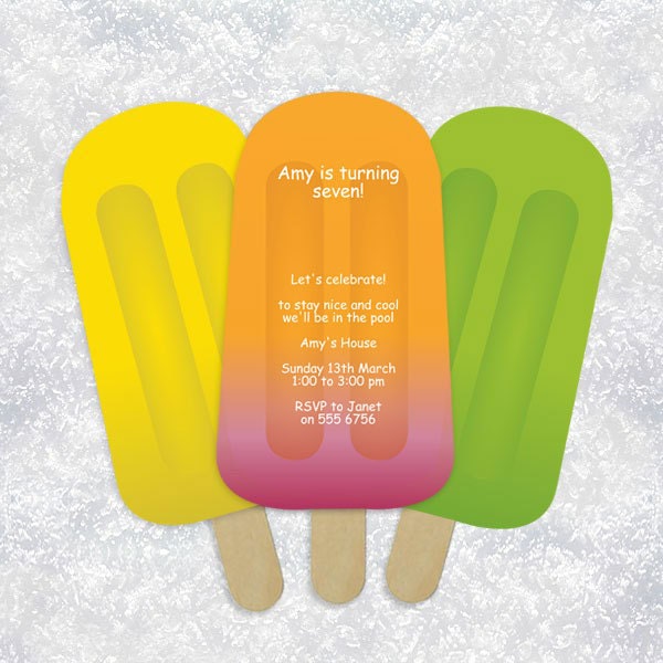 popsicle party invite - printable editable file - in yellow, green and orange pink