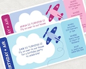 birthday air childrens boarding pass airplane party invitation - printable file