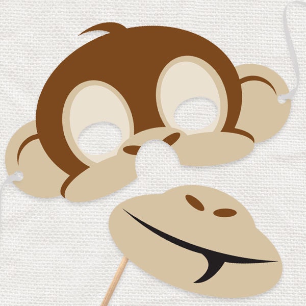 DIY party costume mask - cheeky monkey - printable file