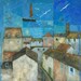 Falmouth, Abstract Cornish Painting, Signed Giclee Print 11x11 inches
