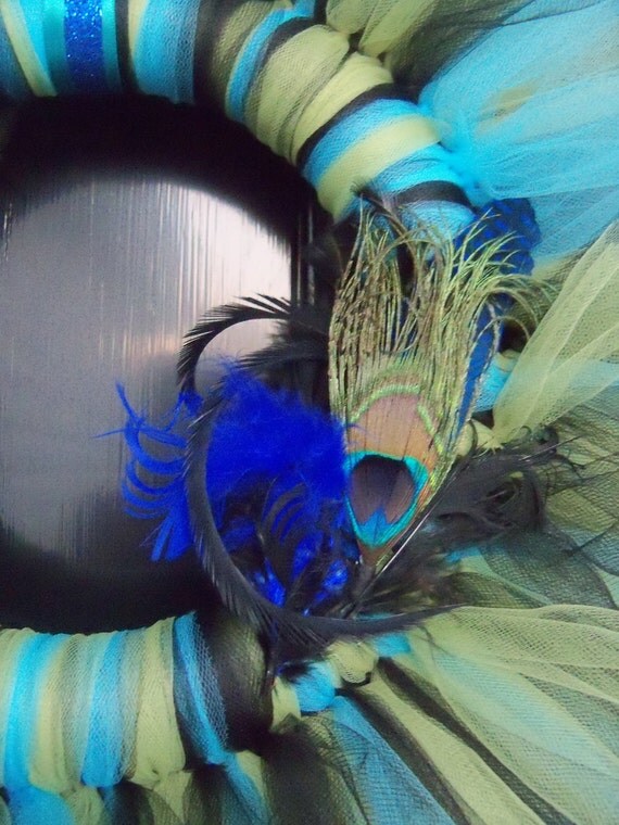 Beautiful PEACOCK Inspired TULLE WREATH