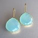 Gold Teardrop Aqua Chalcedony Earrings