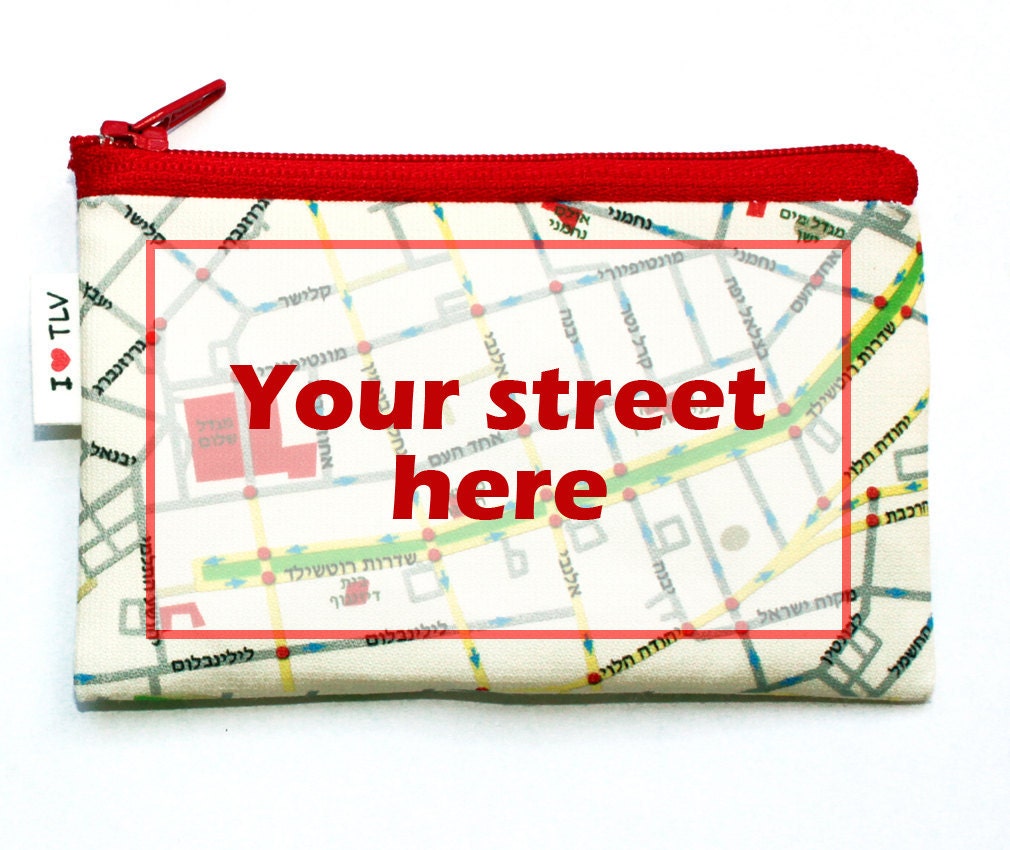 CUSTOM MAP WALLET  - personalized coin purse printed wallet  - you choose any place in the world