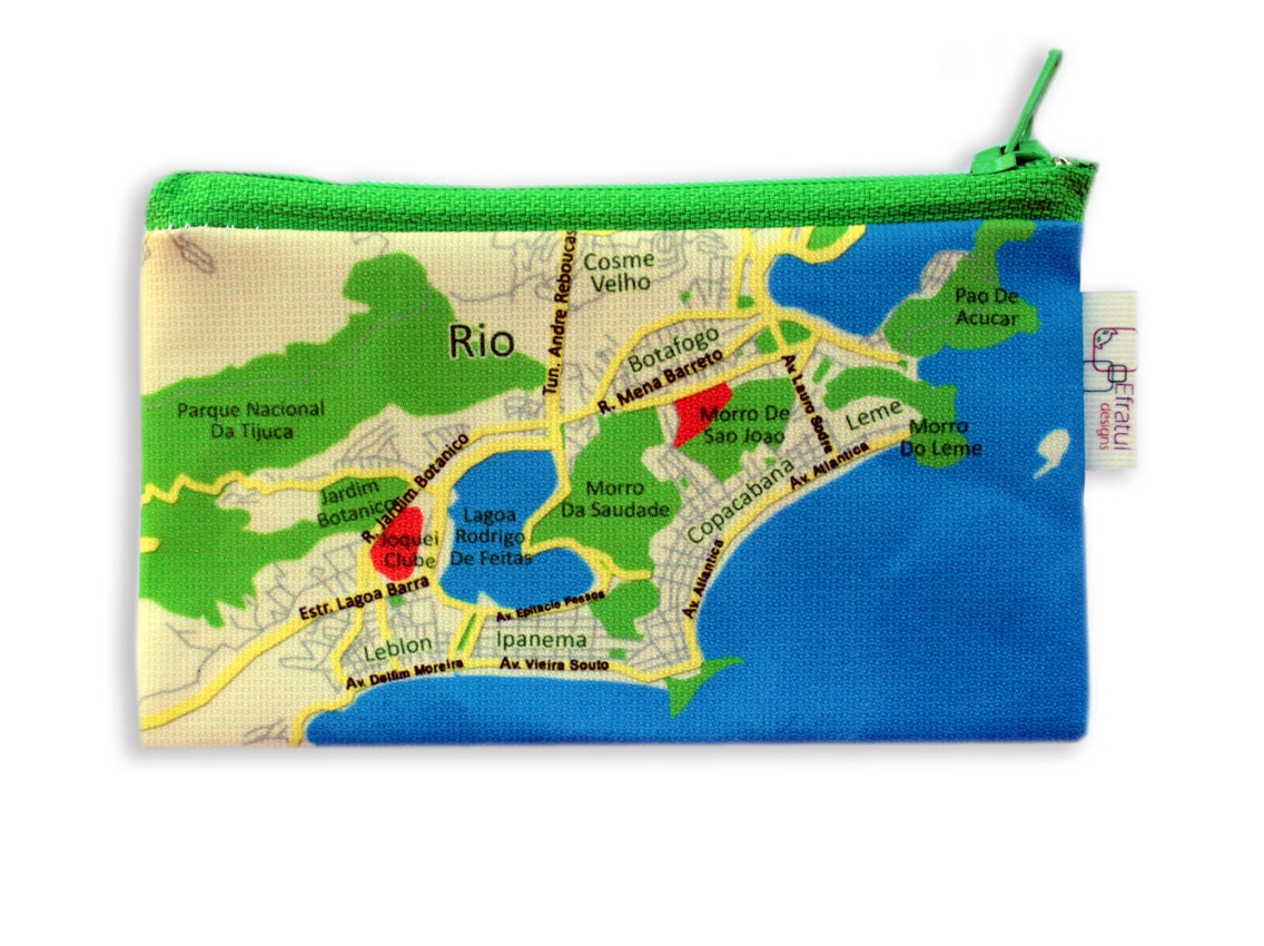 Coin purse wallet colorfull and unique with BRASIL map printed on it - Souvenir from Rio and Salvador - Carnaval - Map pattern coin purse