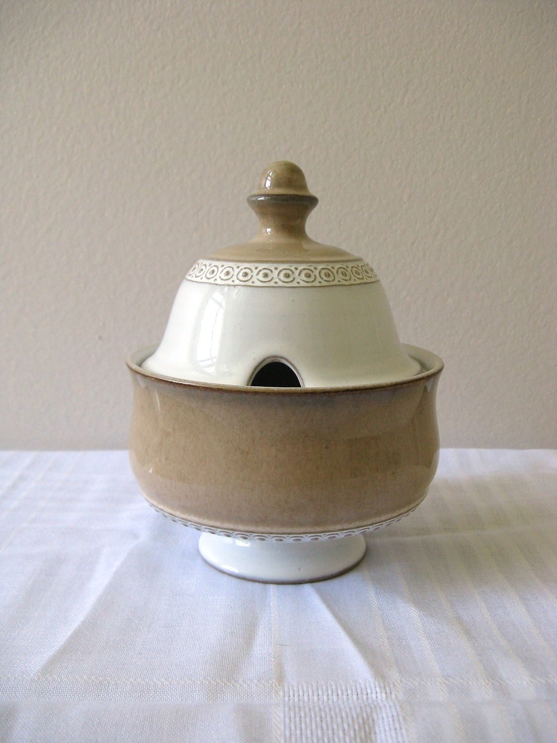 Denby Sugar Bowl Seville Pattern Footed Covered Vintage 70s 80s England
