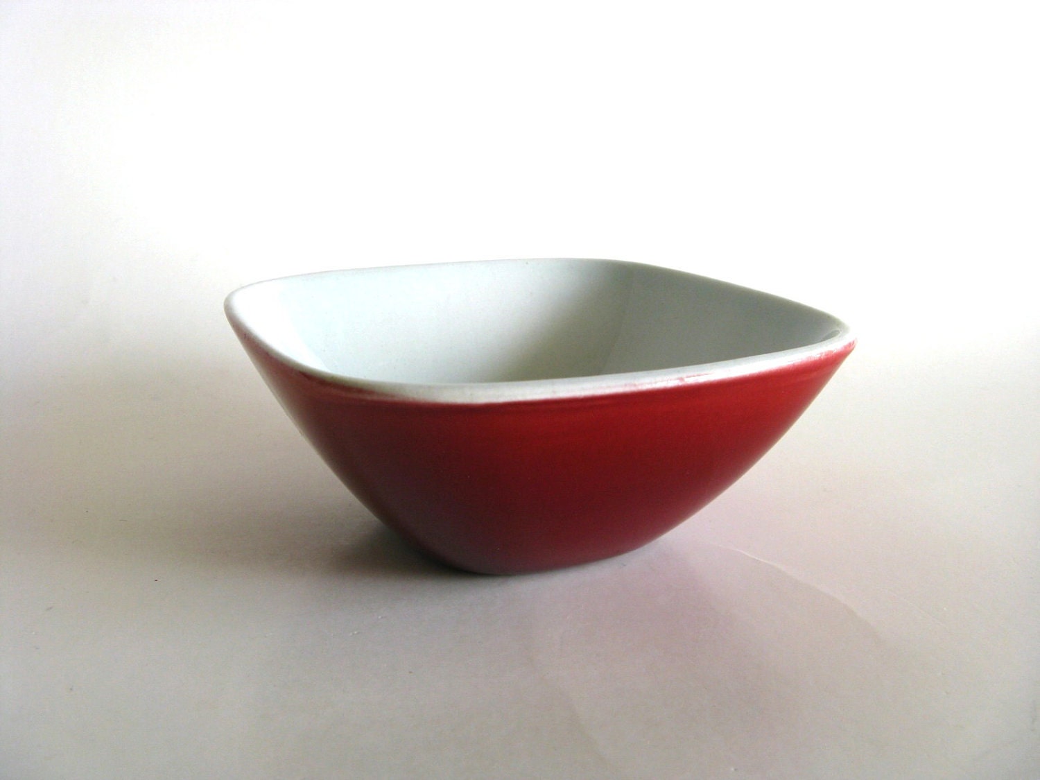 Rorstrand Sweden Gratina Small Bowl Red Light Blue Vintage Ceramic Square Mid Century Gunnar Nylund Modern Scandinavian Pottery