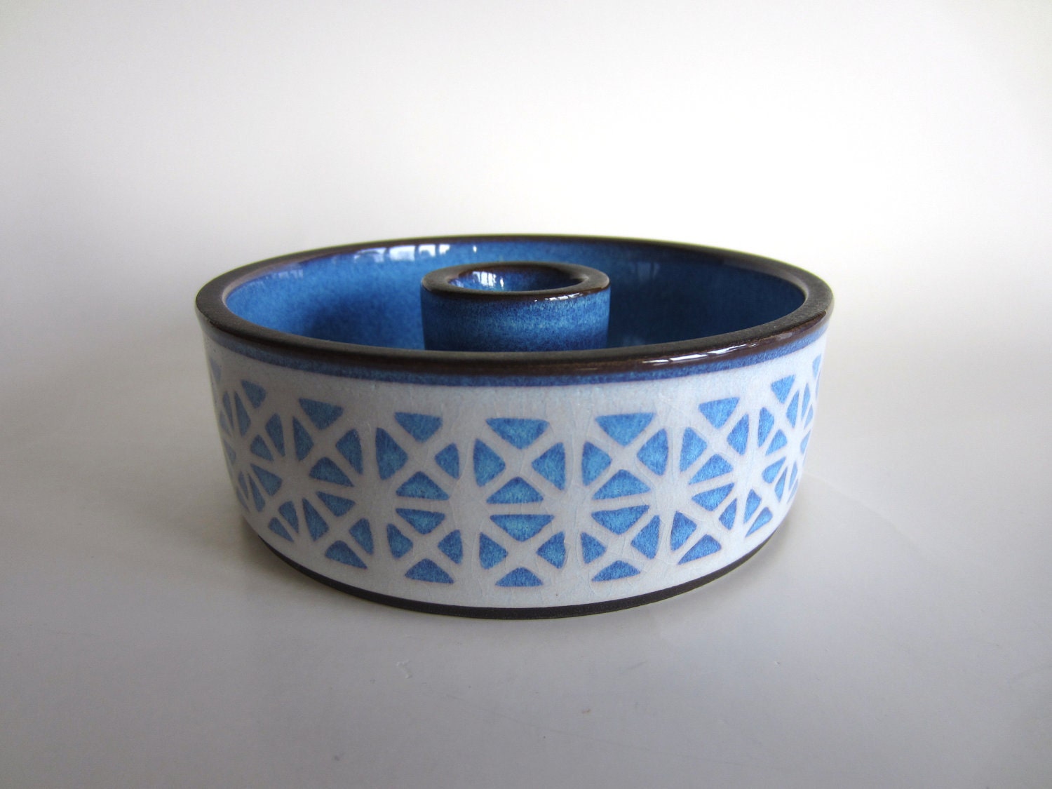 Scandinavian Candle Holder Royal Copenhagen Aluminia Denmark Anni Jeppesen 3311 Blue White Mid Century Modern Pottery