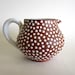 Zeuthen Denmark Pitcher Redware with White Polka Dot Glaze Mid Century Modern Scandinavian Pottery