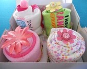 Sweet Girl Onesie, Washcloths,Burpcloth, Cupcake Gift Set