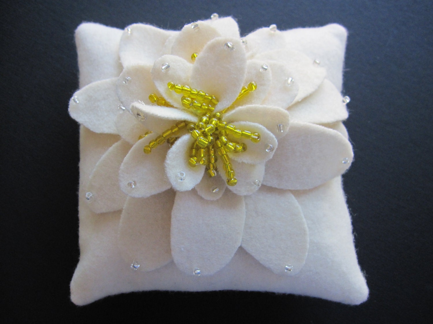 Ring Bearer Pillow Wedding Ivory Yellow