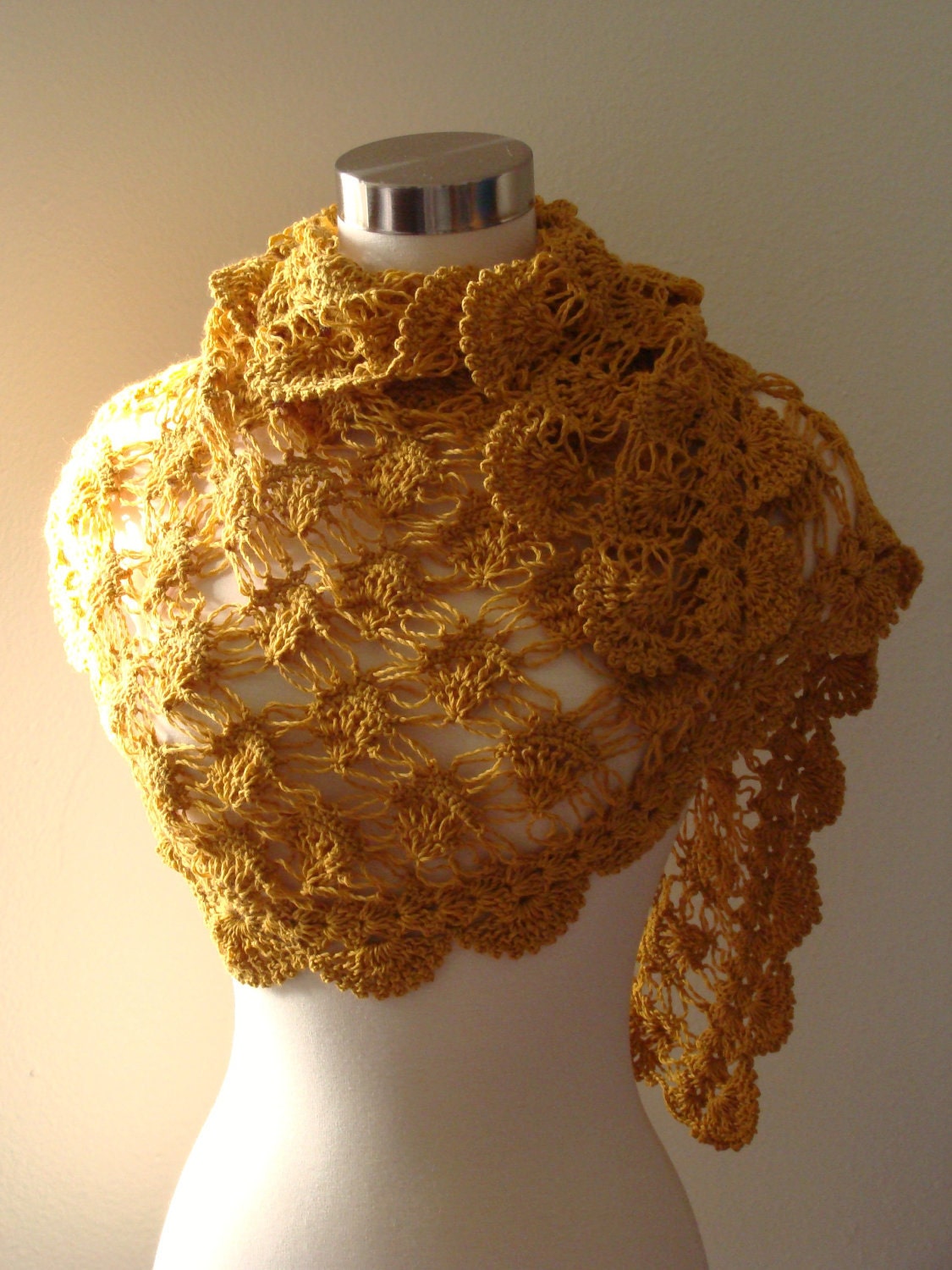 Shawl in Mustard Yellow / Crochet sahwl / Shrug / Cowl