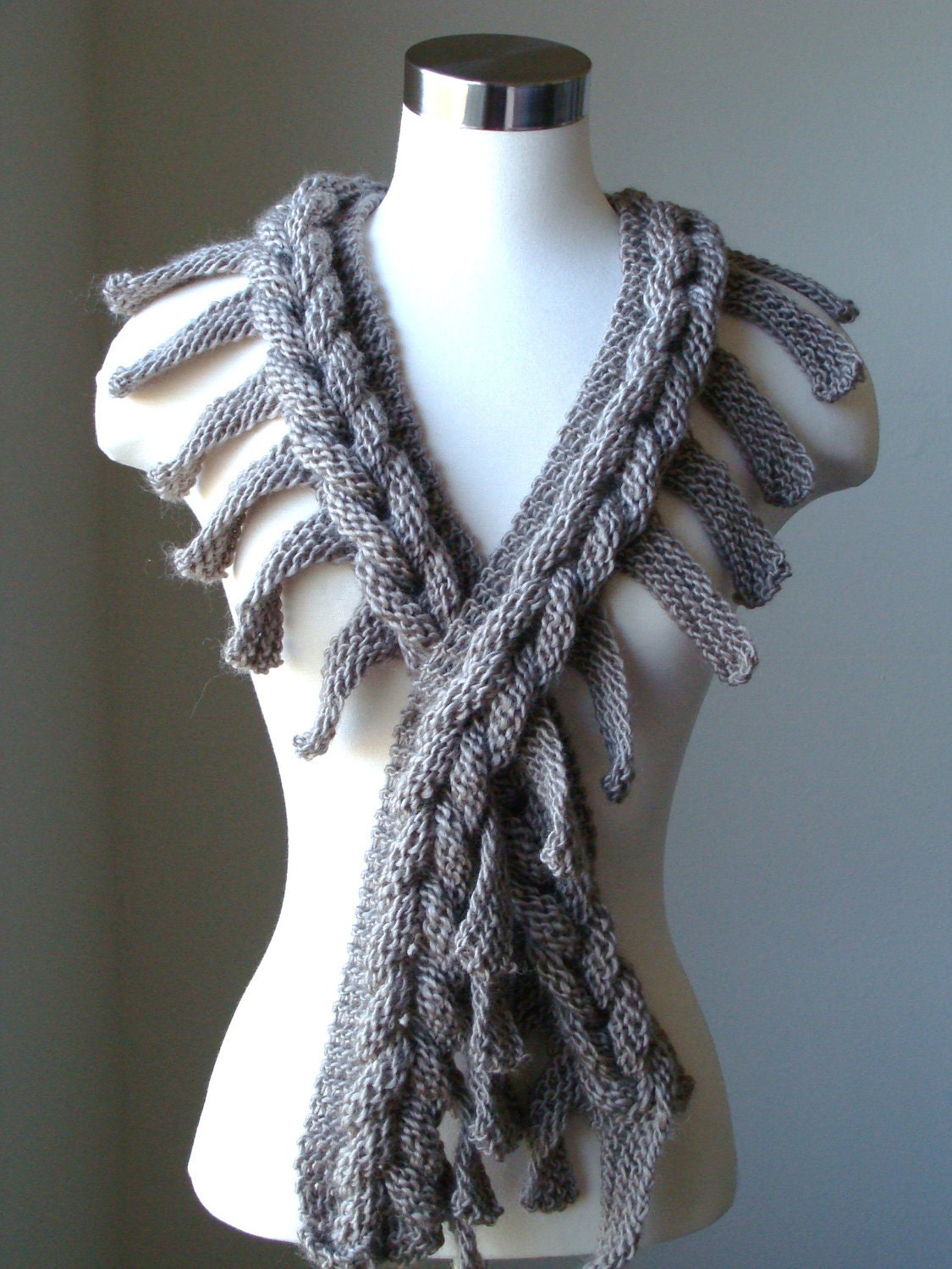 Taupe Scarf - Braided scarf - Long scarf - Chunky Cowl - Winter accessories - Knit Scarf