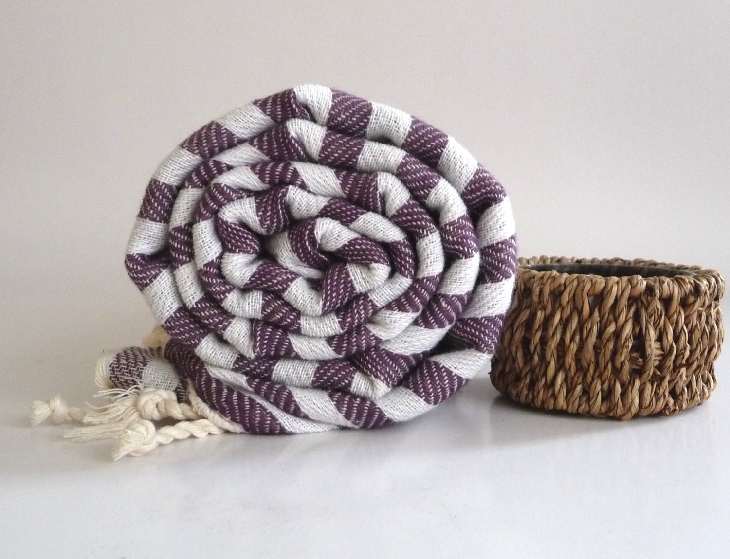 For Mothers, Turkish Bath Towel: Peshtemal, Light and Thin Bath, Beach, Spa Towel, Home, Natural, Dark Purple