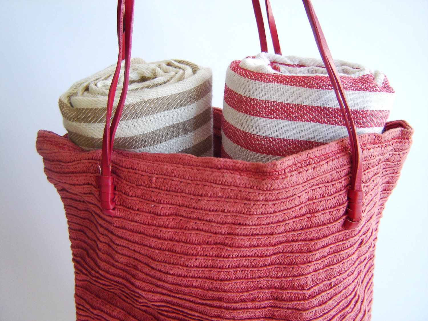SALE Set of 2 Turkish Bath Towel: Peshtemal, Light and Thin Bath, Beach, Spa Towel, Gift Set, Light Brown and Red