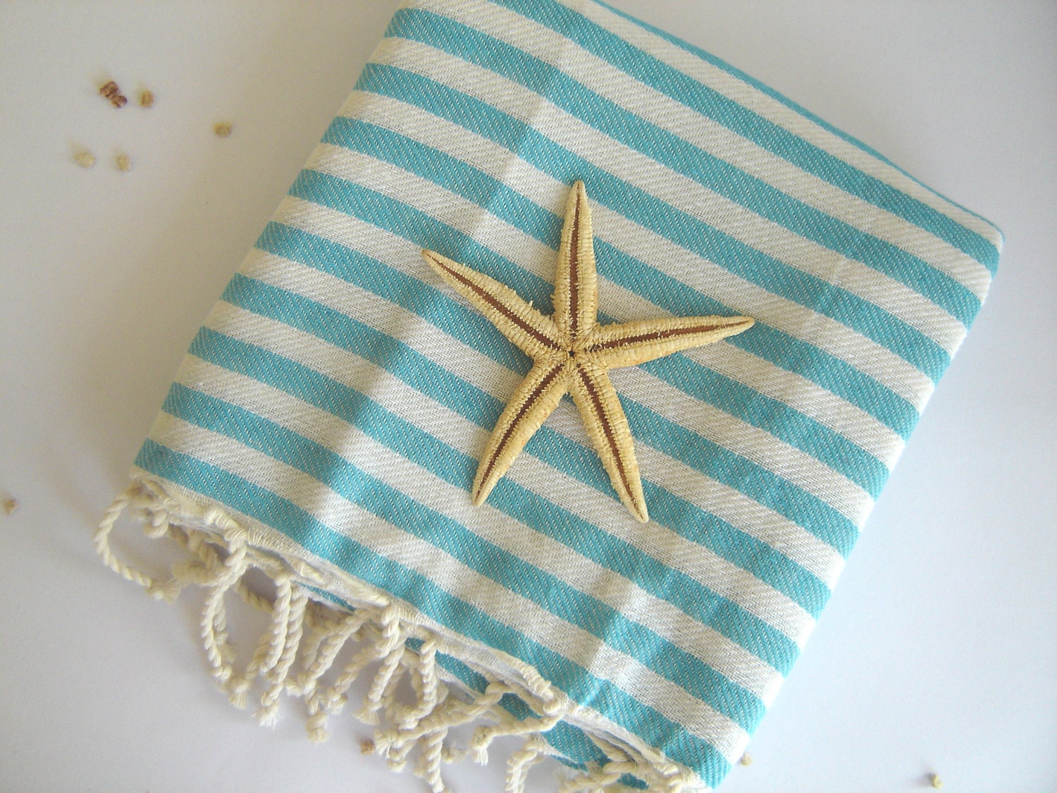 Traditional Turkish Bath Towel: Peshtemal, Light and Thin Bath, Beach, Spa Towel, Sarong, Paroe, Mother's Day Gift, Aqua Striped