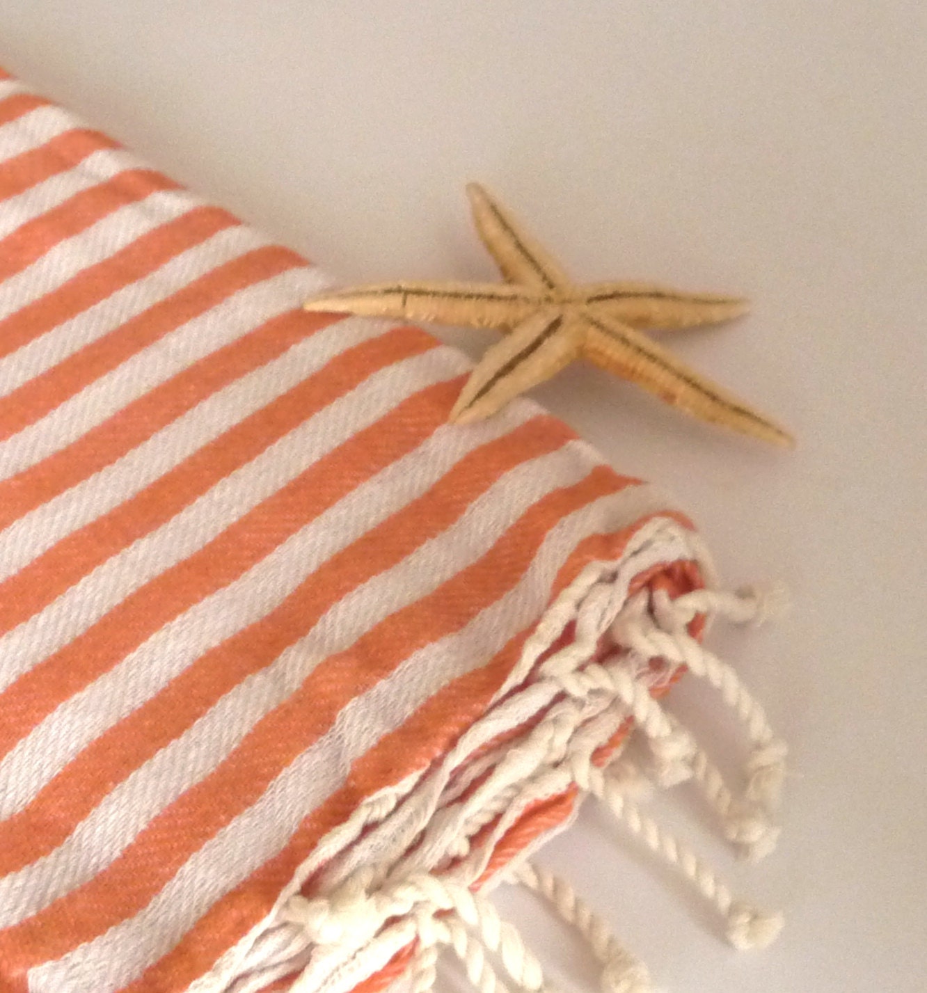 Turkish Bath Towel: Peshtemal, Light and Thin Bath, Beach, Spa Towel, Coral Color