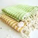 SALE Set of 2 Turkish Towel, Peshtemal, beach towel, Bath towel, Spa Towel, natural cotton, Christmas Gift Set, Yellow and Green