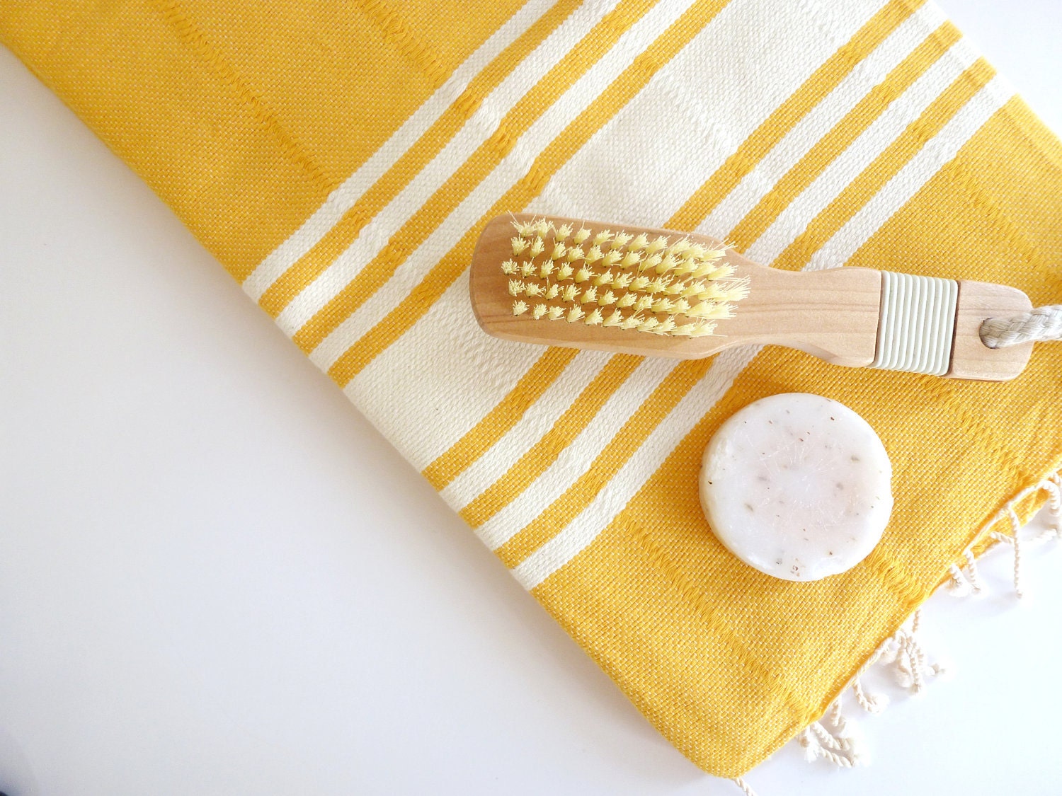 Elegant Turkish Towel, Natural Soft Cotton Bath and Beach Towel, Peshtemal, Dark Yellow