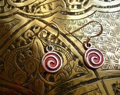 Silver and red Moroccan spiral earrings