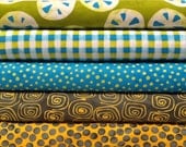 ON SALE Stitch In Color by Malka Dubrasky Bundle of 5 half yards - quilting fabric - cotton fabric