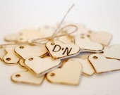 Wedding Favor Personalized Wood Heart  Tags- Drilled  (Set of 75) Ships Quickly.