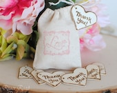 Wedding Favor -Thank You-  Rustic Wood Heart Charms (Set of 50)
