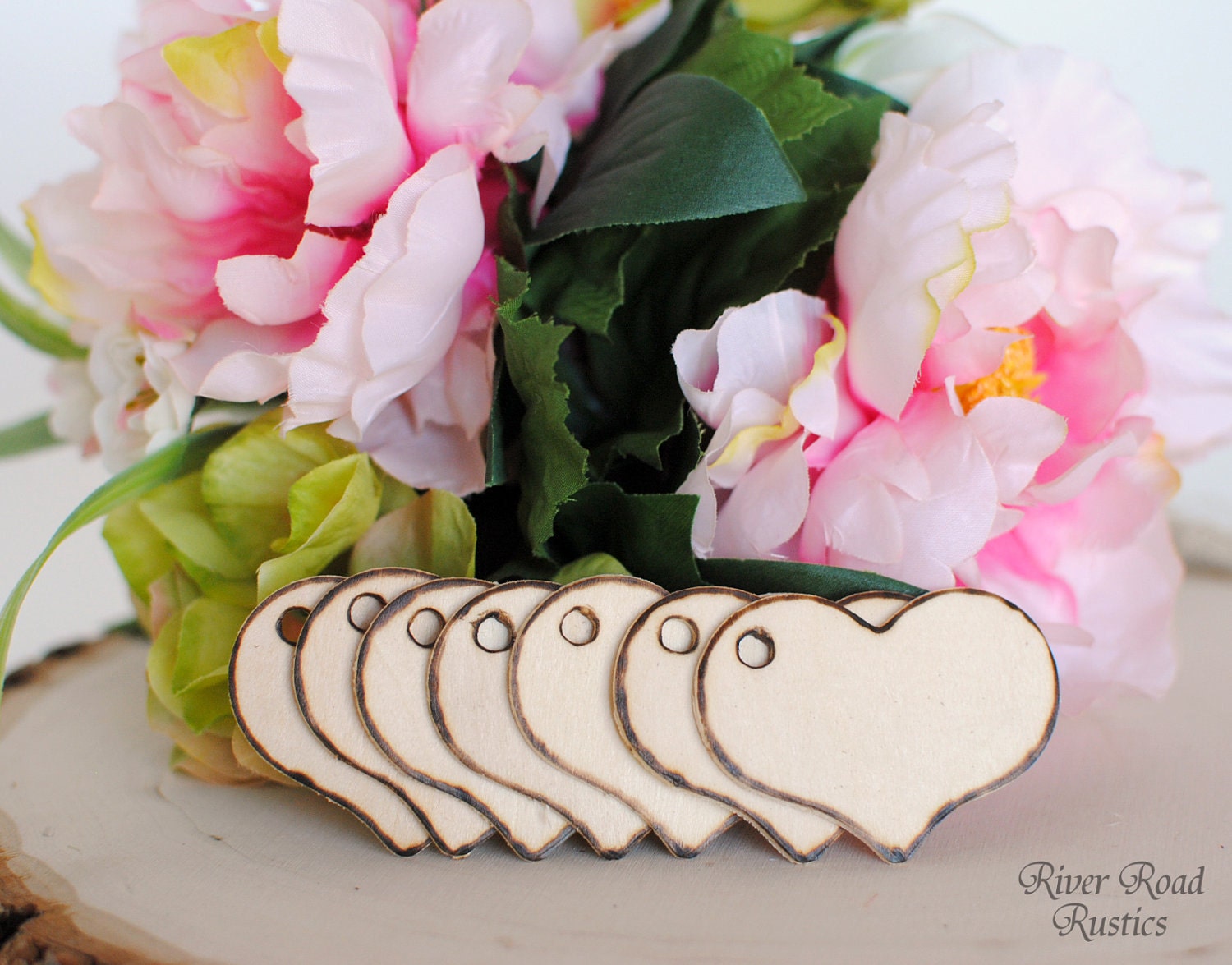 Rustic Wood Heart Tags(Set Of 25 Ready to Ship) for your Wishing Tree, Escort Cards, Place Cards, Favors, Gifts, Etc.