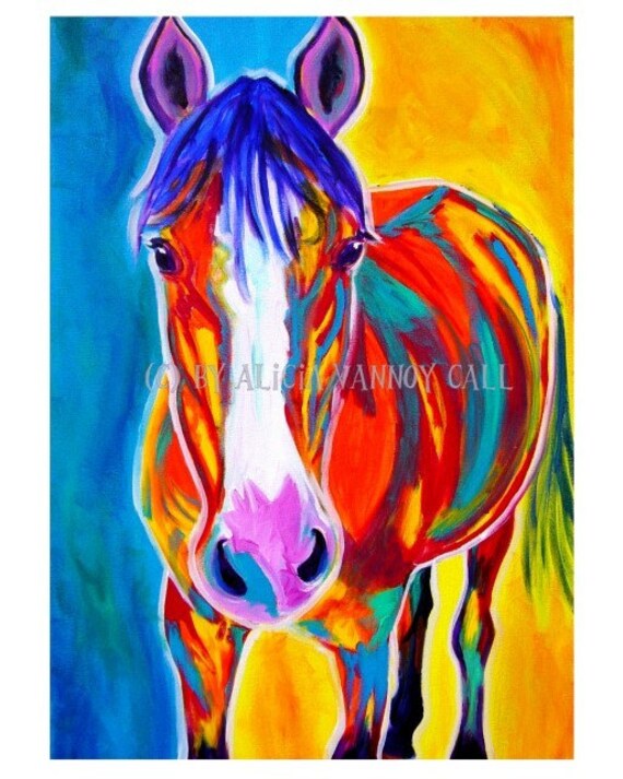 Colorful Horse Painting Print 8x10 by Alicia VanNoy by dawgpainter