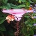 HEARTS Stained Glass BUTTERFLY FEEDER, Pink, Red, copper, suncatcher, Garden Birdfeeder