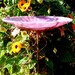 BIRD BATH, Iridescent Pale PINK Stained Glass, copper art, Housewares, Garden Stake, Home Decor
