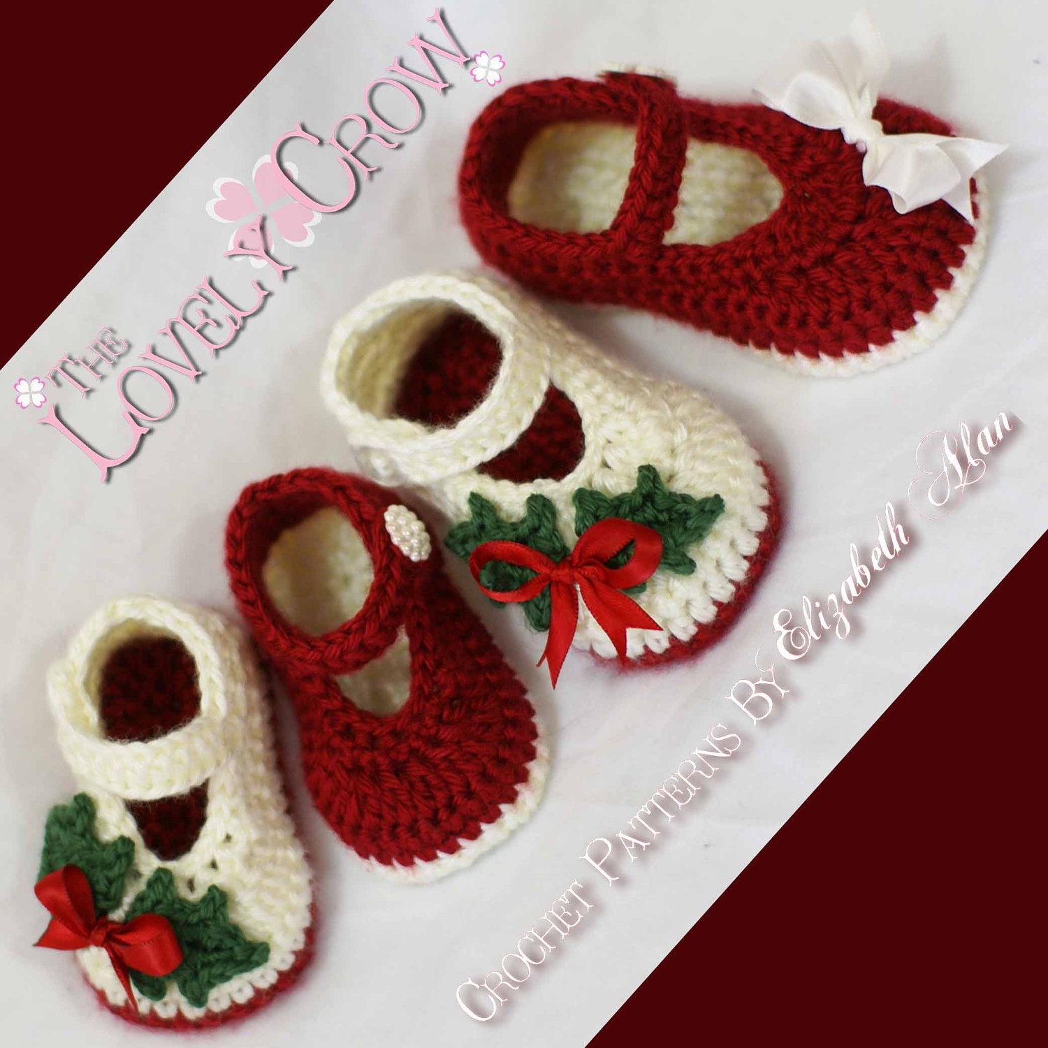 Christmas Crochet PATTERN Christmas for Baby Holly Shoes digital