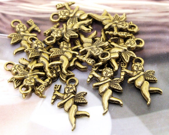 16Beads--- Angel Antique Bronze Filigree Findings Metal Pendant Beads 14mmx22mm 3E