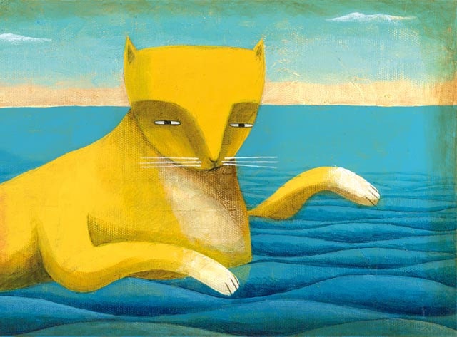 Cat mermaid. Print 4.7 x 15.5 inches limited edition